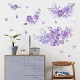 thumbnail image 2 of Purple Floral Wall Decals with Butterflies Removable Watercolor Flower Stickers for Bedroom Living Room Decor, 2 of 6