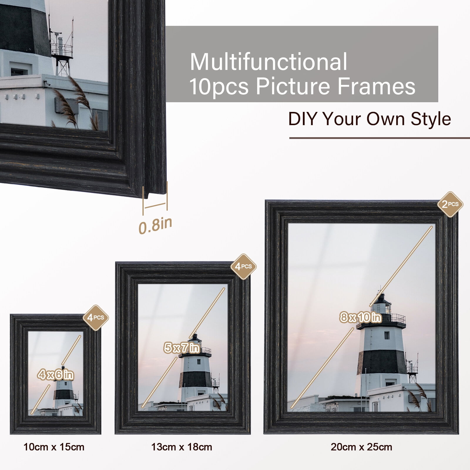 Set of 6 Individual Photo Frame for Home Wall Decoration (Size - 4 x 6, 6 x  10 Inches)