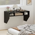 thumbnail image 2 of Giantex  Wall Mounted Desk Hutch, Computer Desk Floating, Home Office Working Desk, Laptop Table Writing Desk w/Storage Shelves, Black, 2 of 6