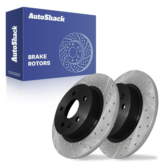 AutoShack 10.55" (267.9 mm) Rear Solid Drilled & Slotted Brake Rotors E-Coated | Replacement for 2010-2015 Chevrolet Cruze 2013-2022 Buick Encore 2013-2022 Chevrolet Trax | 2-PC Set | ShadowGuard