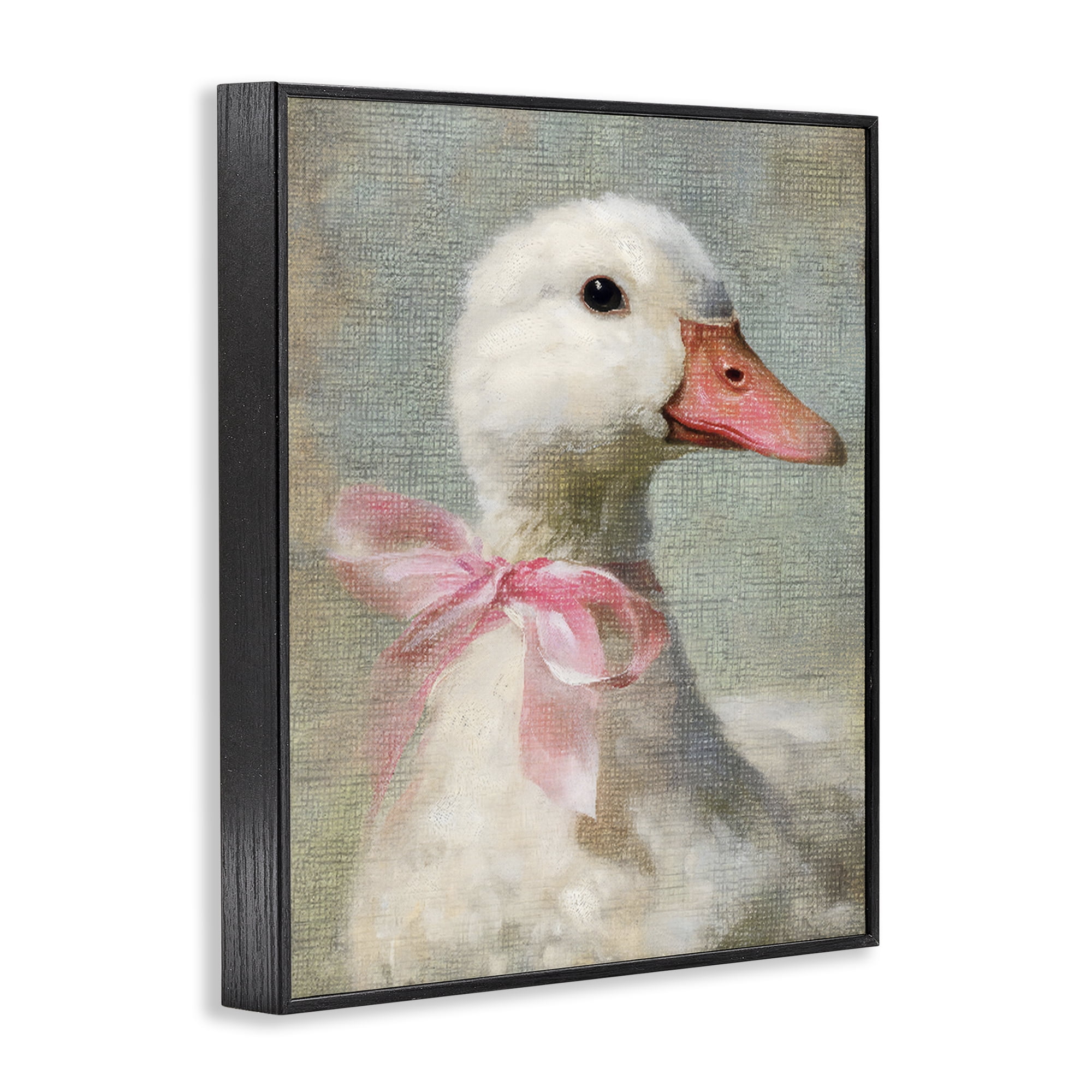 Stupell Industries Portrait of Pink Bow Goose Black Framed Giclee Art, design by LSR Design Studio