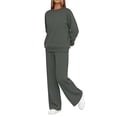 thumbnail image 5 of ClodeEU Women 2 Piece Tracksuit Matching Outfit ,Crew Neck Long Sleeve Sweatshirt and Drawstring Wide Leg Pants Dark Gray,Women's Plus M, 5 of 7
