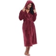 thumbnail image 1 of Women Plush Fleece Robe Long Warm Bathrobe Shawl Collar/Hood, 1 of 6