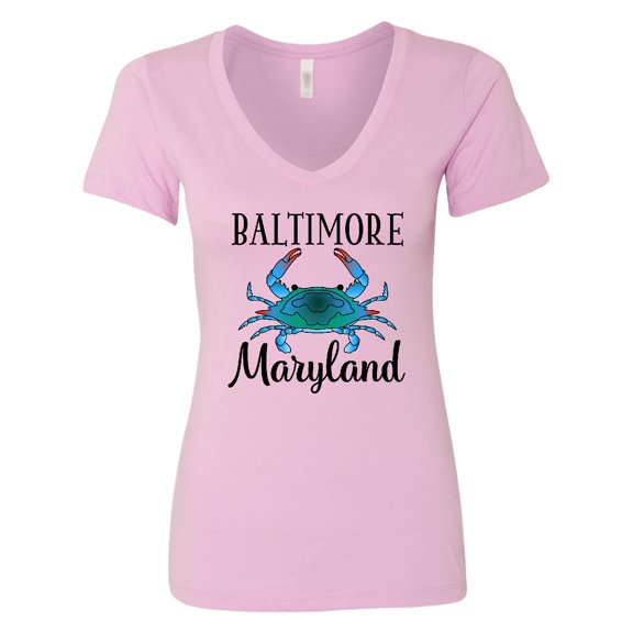 Inktastic Baltimore Maryland Vacation Blue Crab Women's V-Neck T-Shirt