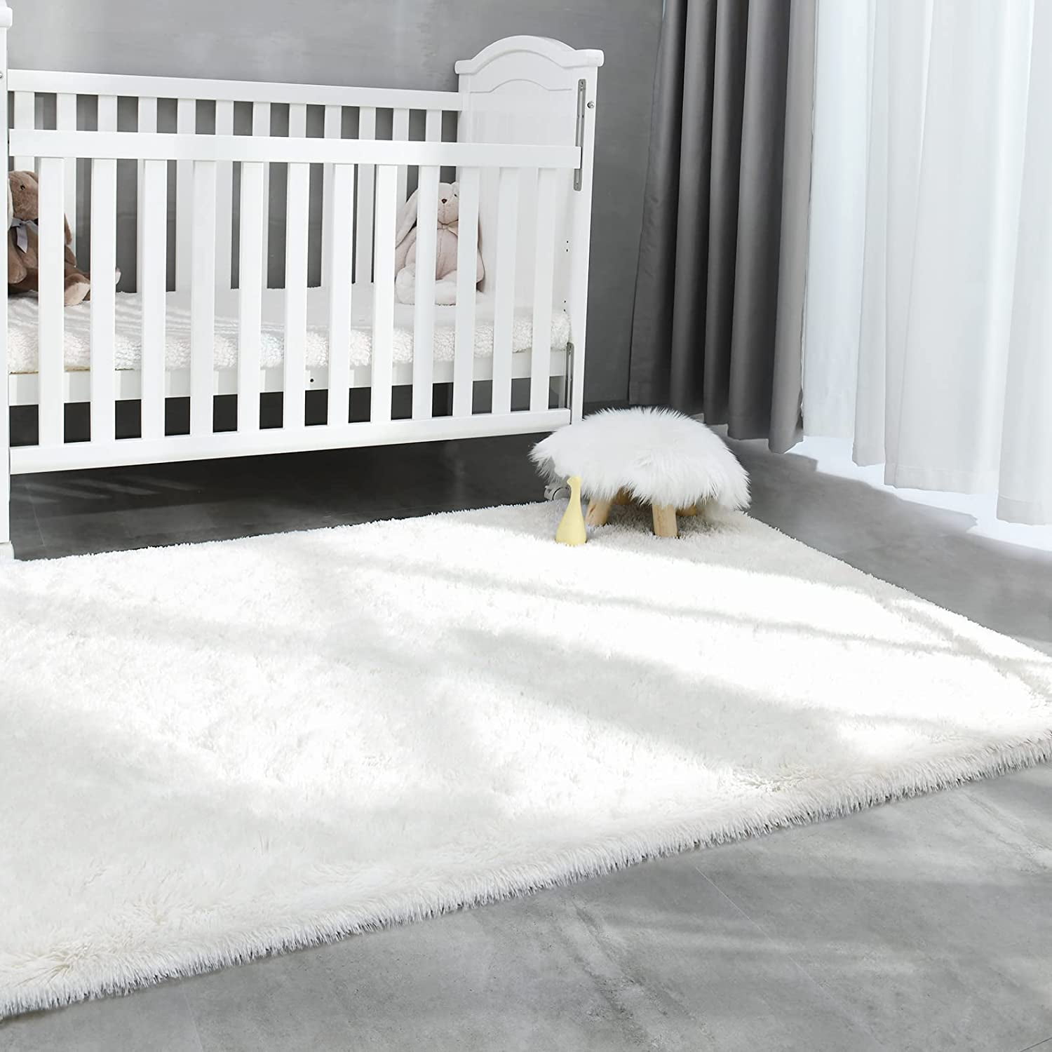Lochas Soft Rugs Indoor Modern Area Rug Fluffy Carpets for Living Room Bedroom Home Decor Nursery,5.3'x7.5',Cream White