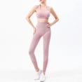 thumbnail image 2 of Bibifish Womens 2 Pc Sports Sets Black Racerback Crop Tops & Leggings Breathable Quick Dry Yoga Fitness Daily Cute Yoga Sports Sets, 2 of 4