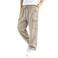 thumbnail image 2 of Spazoro Boys Corduroy Cargo Pants with Multi‑Pockets, Straight Leg Elastic Waist Solid Color Drawstring Loose Fit Casual Trousers for Daily Street Khaki Size 7-8, 2 of 7