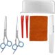 thumbnail image 1 of Juego de 5 tijeras profesionales para el cabello, peine y cortador de peluquería, color plateado, 1 of 14