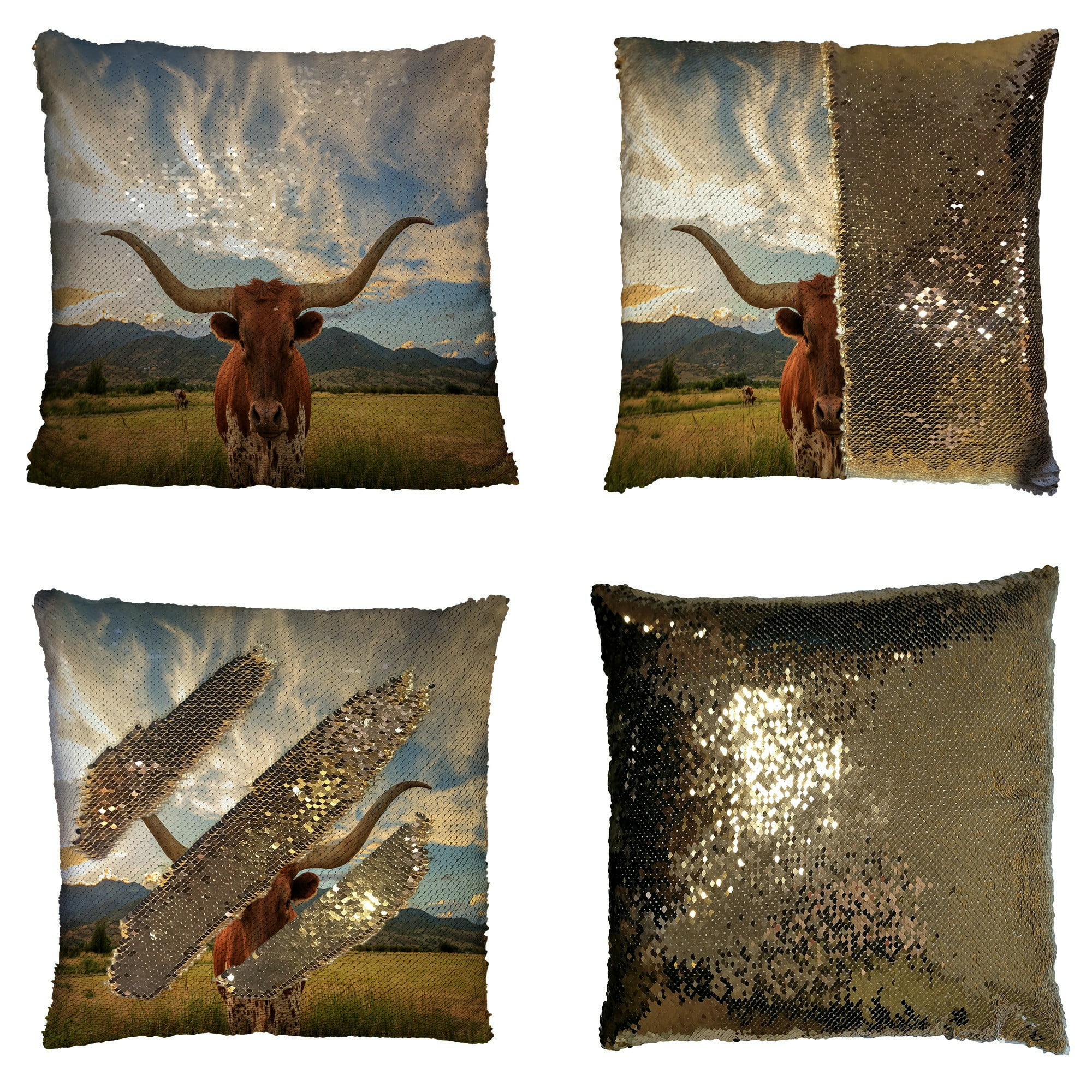 ECZJNT Texas Longhorn Steer Rural Utah Usa Pillow Case ...