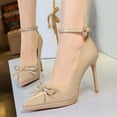 thumbnail image 3 of Women's Pumps Stiletto High Heel Patent Leather 10.5CM Ankle Strap Bow Fashion Wedding Shoes, 3 of 6