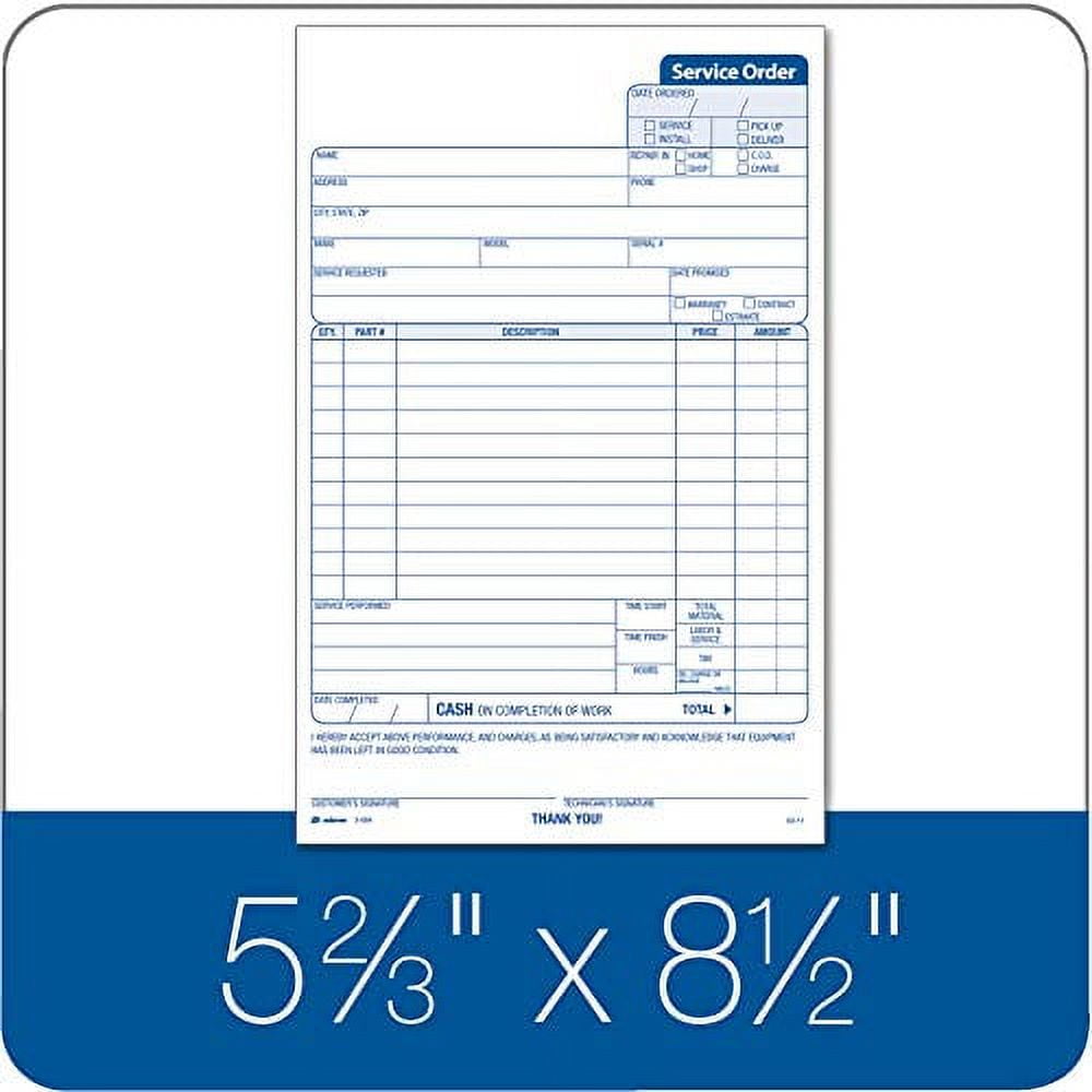 Garage Repair Order Forms, 8.5 X 11 Inch, 3 Parts, 250-Count...