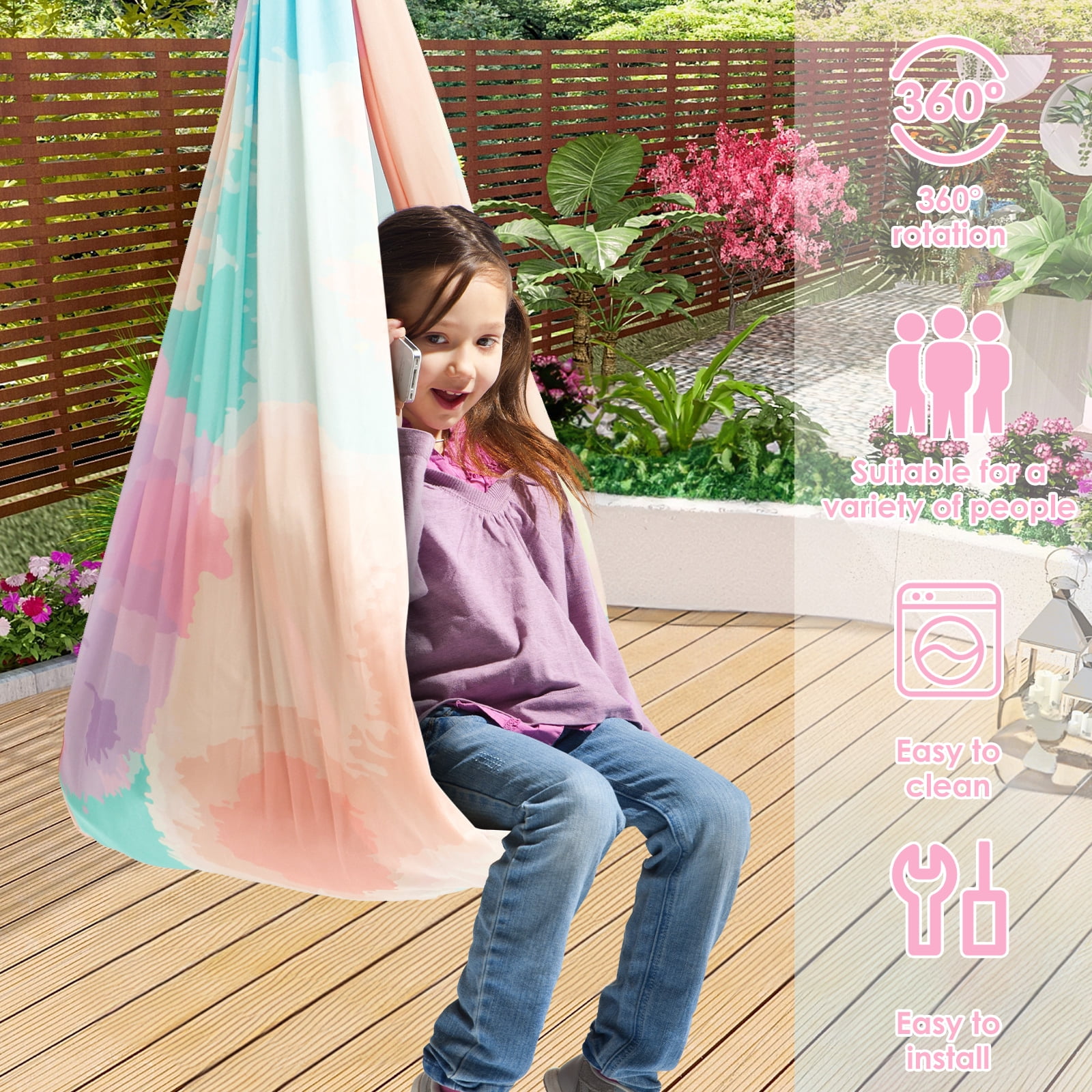 Sensory Swing Comfortable Kids Sensory Hammock Holds up to 200 lbs Indoor Cuddle Swing with 360° Swivel Hardware for Children Adults Indoor Outdoor