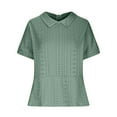 thumbnail image 5 of Timegard Womens Tops Eyelet Lapel Neck Back Button Short Sleeve Comfy Blouse Dressy Casual Tee Tops, 5 of 6