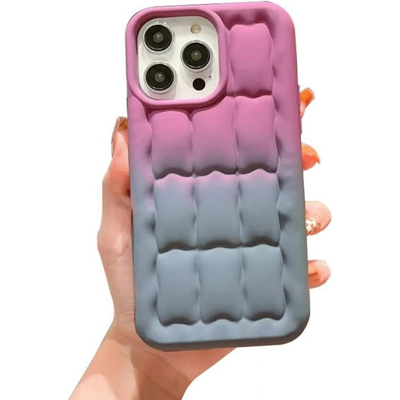 Bread Block Creative Gradient Dual Color Soft Silicone Case for Women Girls Compatible with iPhone Case (iPhone 13 Pro Max,Purple-Gray)