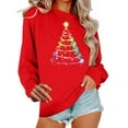 thumbnail image 2 of Aobny Red Fall Clothing Christmas Women's Plus Long Sleeve Crew Neck Sweatshirt Pullover Petite Ladies Tops,XXXL, 2 of 6