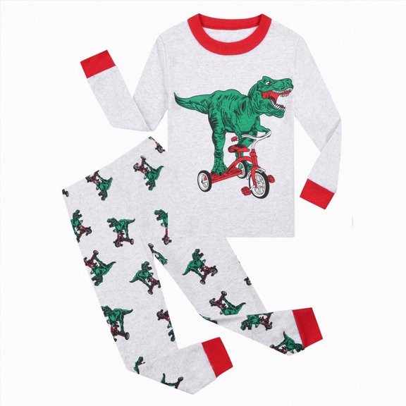 TAmten Kids Boy Girl Pajamas Set Toddler Fall Winter Sleepwear Cotton Cartoon Long Sleeve Pullover Top Pants 4-5 Years