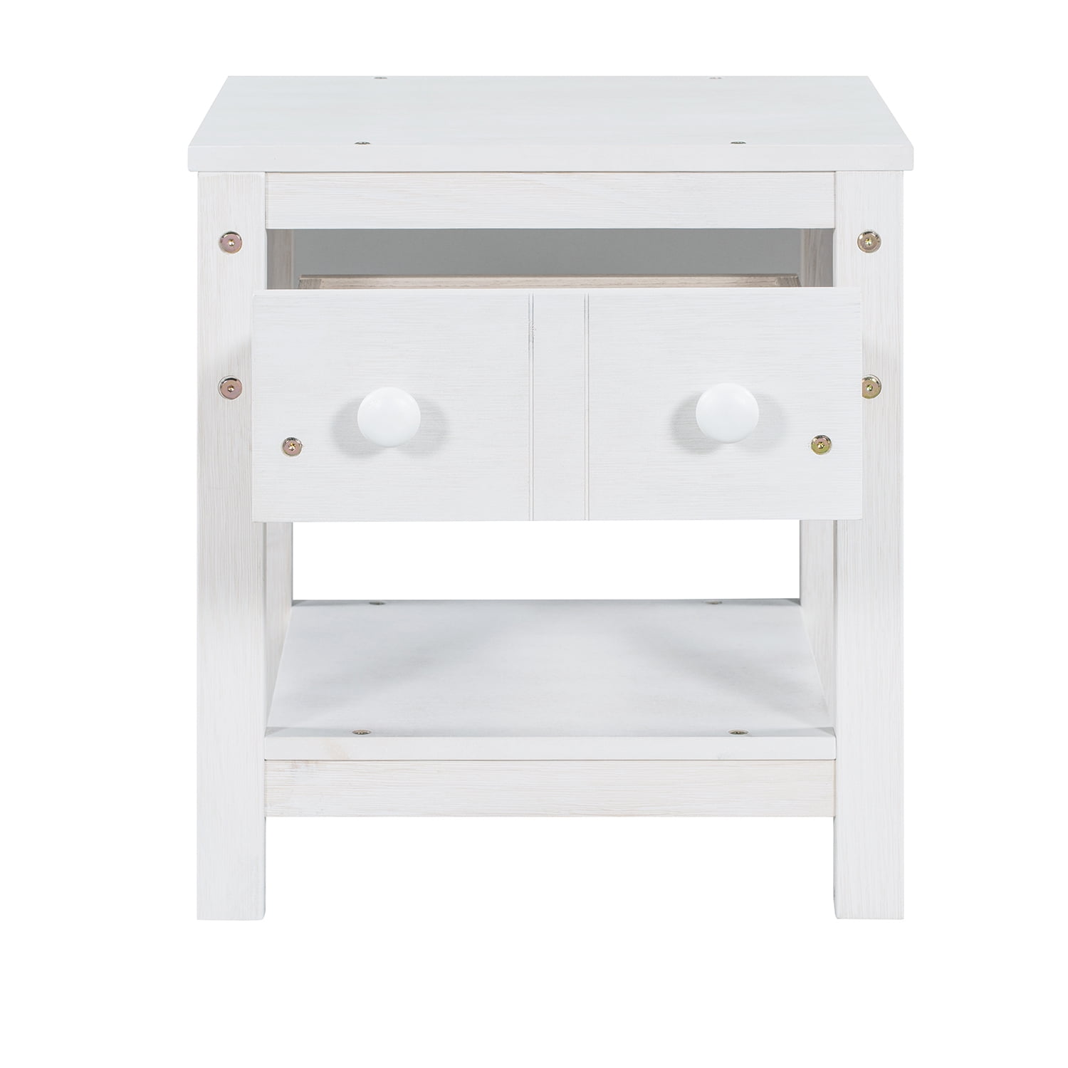 Resenkos Modern Set of 2 Nightstand with Drawer and Shelf, Bedroom Wood Bedside Table, Brushed White Resenkos Modern Set of 2 Nightstand with Drawer and Shelf, Bedroom Wood Bedside Table, Brushed White