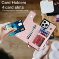 thumbnail image 4 of Crossbody Wallet Case for iPhone 15 Pro with RFID Blocking Card Slot Holder, Magnetic Flip Folio Purse Case, Premium PU Leather Zipper Handbag with Detachable Lanyard Strap, Pink, 4 of 10