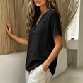thumbnail image 6 of Rciityk Women's Cotton Linen V Neck T Shirts Solid Color Short Sleeve Chest Pocket Casual Tunic Shirts - Summer Tops for Women, 6 of 7