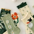 thumbnail image 7 of 5 Pairs Embroidered Floral Socks for Women Combed Cotton Above Ankle Crew Socks, 7 of 7