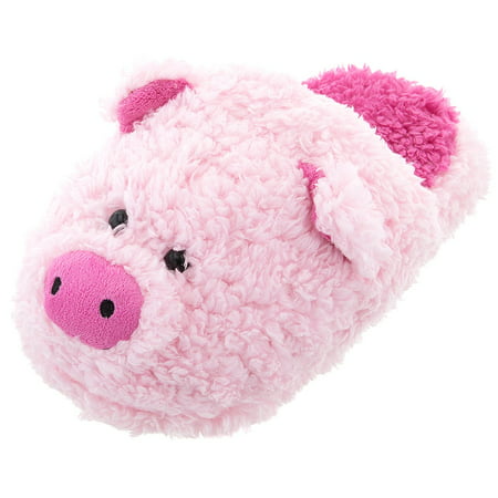 Women's Fuzzy Pink Pig Slippers