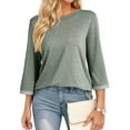 thumbnail image 2 of Women'S Shirts Fashion 3/4 Length Sleeve T Shirts Cute Crewneck Casual Tops Basic Blouses Green S, 2 of 8