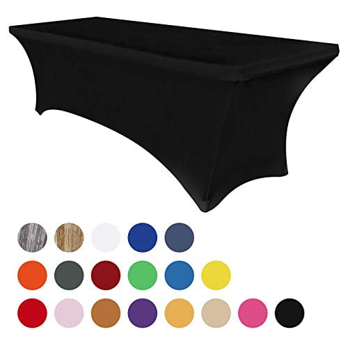 Obstal 6ft Stretch Spandex Table Cover For Standard Folding Tables Universal Rectangular Fitted Tablecloth Protector Wedding Banquet And Party ï¼black 72 Length X 30 Width Height Inchesï¼ Com Obstal 6ft Stretch Spandex Table Cover, Spandex Round Table Covers 6ft