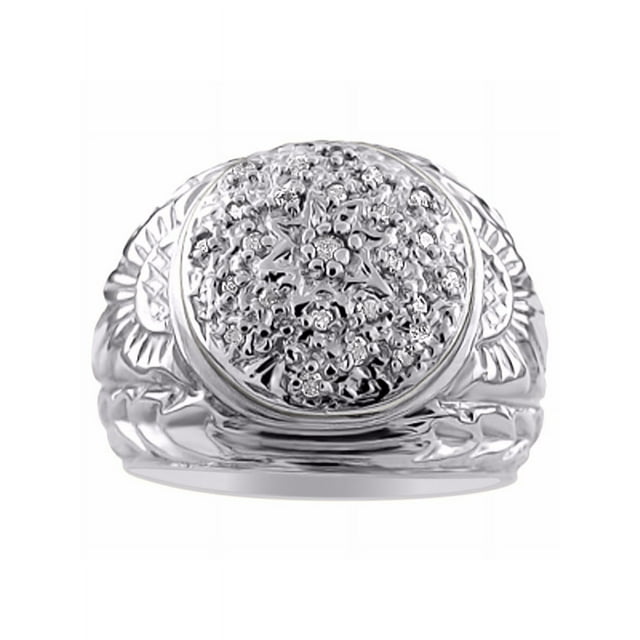 RYLOS Men's Rings Sterling Silver Gypsy Ring with 0.25 Carats Diamonds - Designer Jewelry for Man Size 10