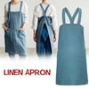 TANGNADE Cross back linen apron Japanese apron Linen cross over apron No ties linen apron Pinafore apron for woman