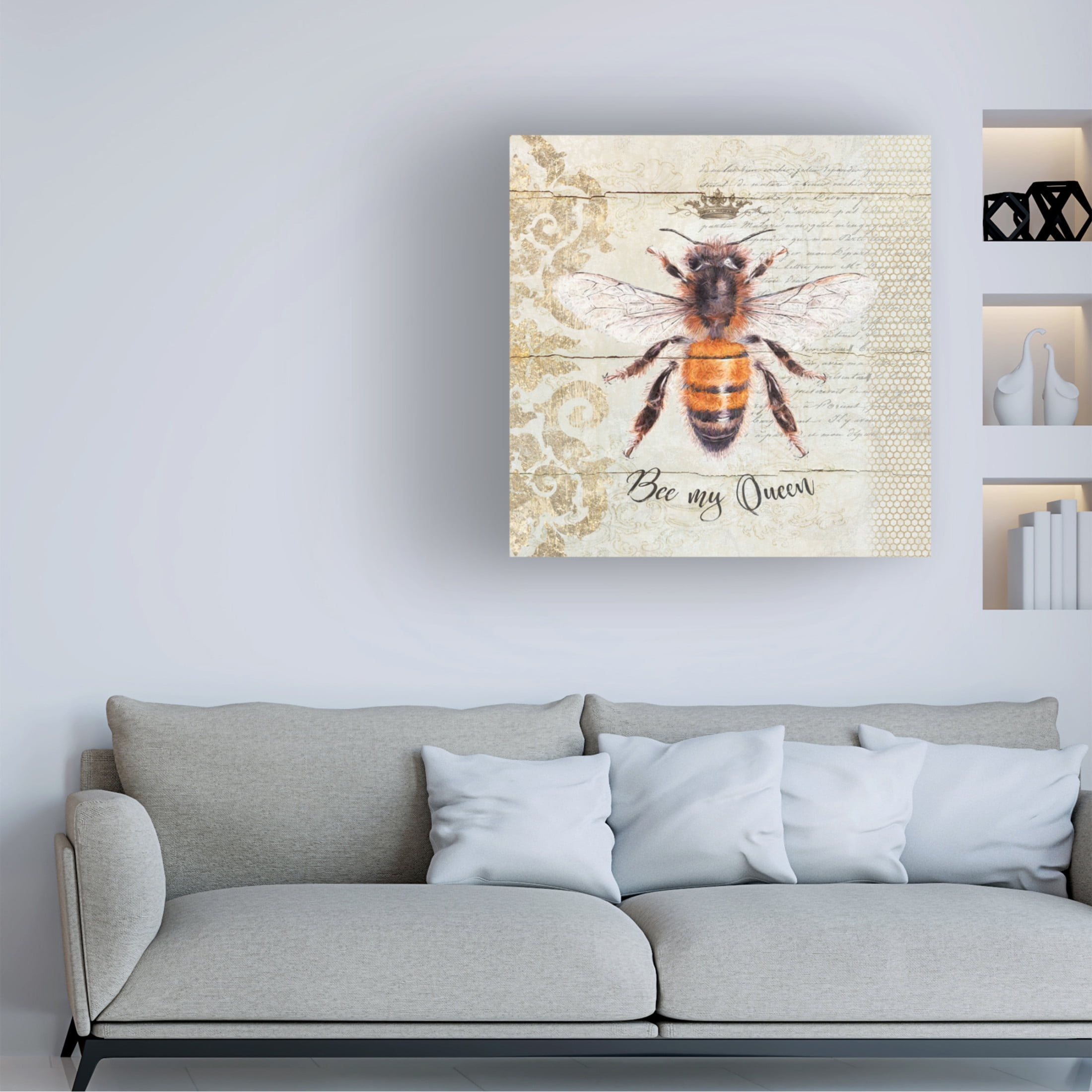Canvas Wall Art - Cora Niele 'Queen Bee' Wall Art for Living Room, Bedroom, or Office Décor by Trademark Fine Art - 18 x 18 Inches