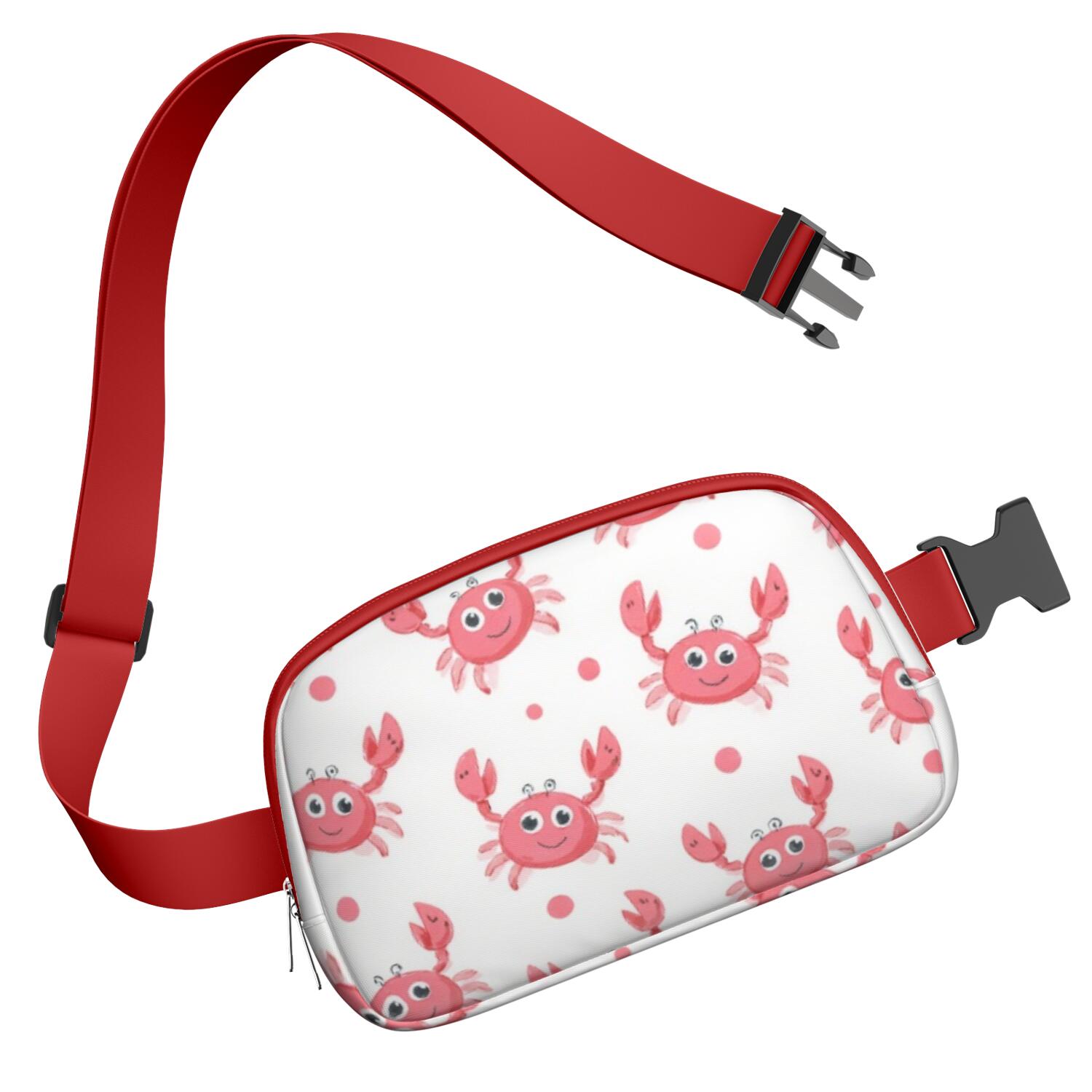 Crossbody Belt Bag Marine Adorable Crab Belt Bag Sporty Waist Pack for Women Casual Waist Packs with Adjustable Strap Waterproof Belt Bag for Workout Running Travelling