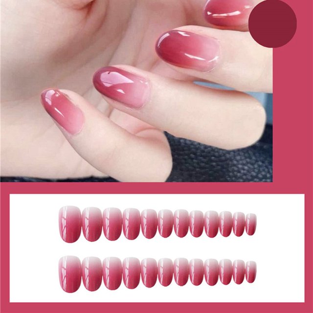 24Pcs/Set Detachable Nail Tips French Style Colorful Fashion Women Fake Full Tips False Press On Nail for Manicure