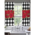 thumbnail image 2 of Valentine's Day Sheer Curtains 72 Inch Length 2 Panels Set Window Treatments, Red Roses Floral Leaves Buffalo Plaid Rod Pocket Semi Curtains for Living Room/Bedroom/Kitchen Décor, 104"W x 72"L, 2 of 7