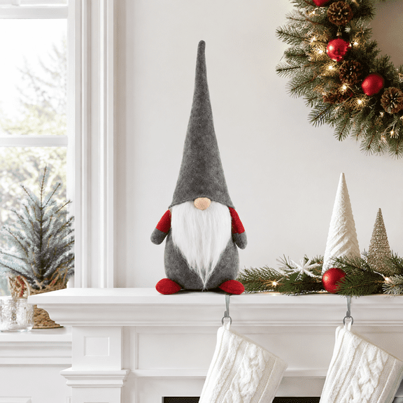 Christmas Grey Gnomes Plush - Xmas Gnomes Santa Scandinavian Tomte Ornament Xmas Decorations for Home, Office, Indoor for Women, Gnomes Lovers
