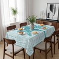 thumbnail image 6 of Teal Palm Tree Table Cloth Waterproof Tablecloths, Tropical Summer Coastal Vintage Turquoise Tablecloth Dining Table Cover for Kitchen Party Tabletop Outdoor, Rectangle Tablecloth 52x70 Inch, 6 of 9