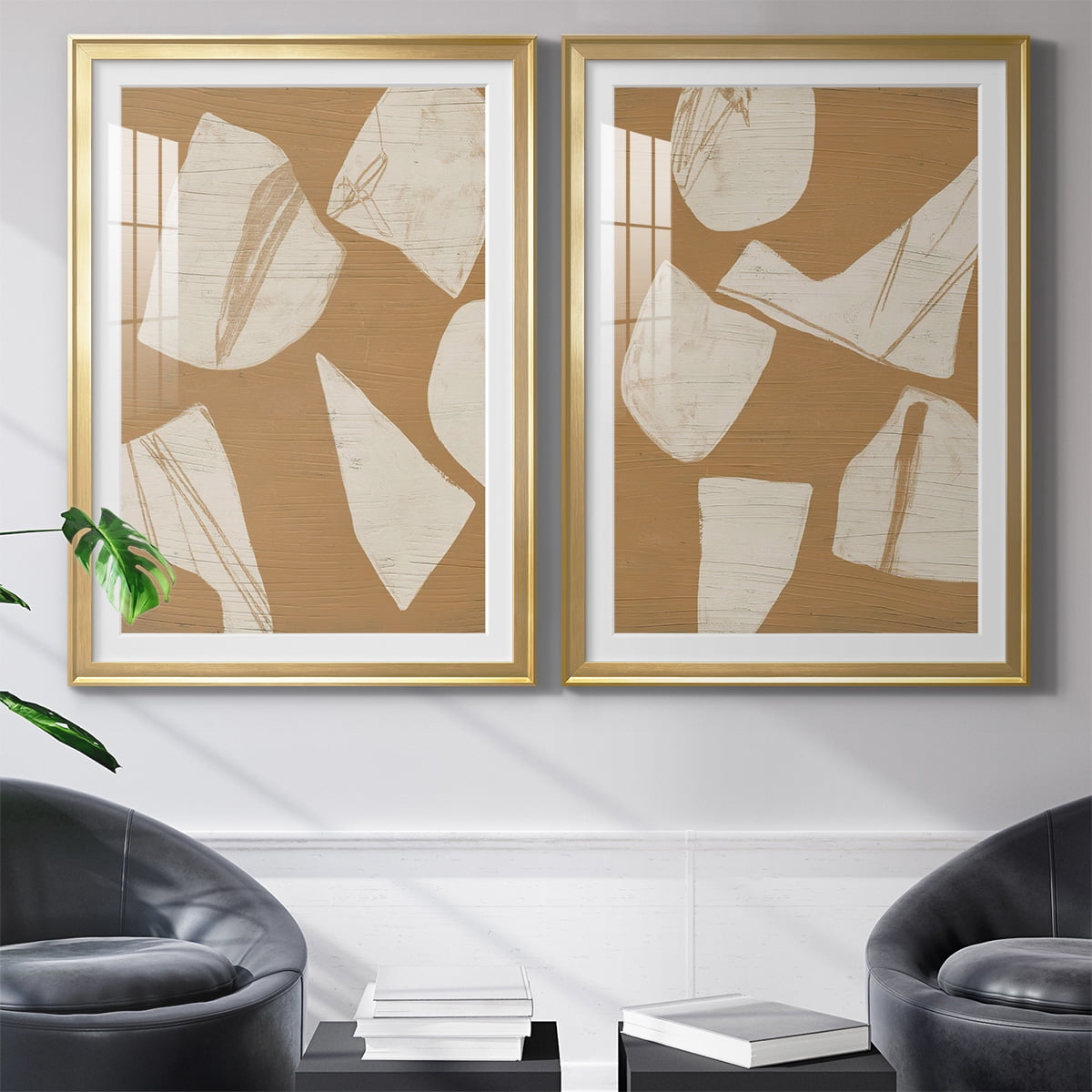 Wexford Home Piecemeal I Premium Framed Print, 26.5" x 36.5" - Ready to Hang, Gold (Set of 2)