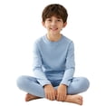 thumbnail image 4 of TiaoBug Kids Thermal Base Layer Set Boys Girls 2 Piece Thermal Long Sleeve Top with Tights Leggings Set Light Blue 120, 4 of 6