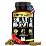 Earth Elixir Shilajit 1000mg & Tongkat Ali 400mg (180 Capsules) Made in USA-Shilajit Supplement (20% Fulvic Acid) Shilajit Pure Himalayan Organic & Tongkat Ali for Men More Potent Than Shilajit Resin