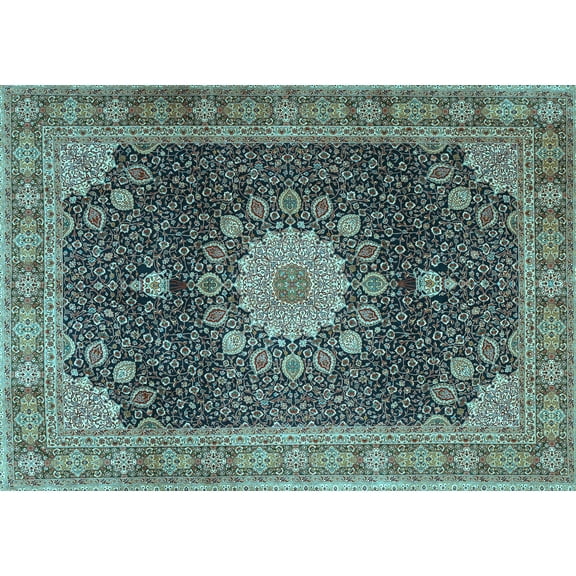Ahgly Company Indoor Rectangle Persian Light Blue Traditional Area Rugs, 5' x 7'