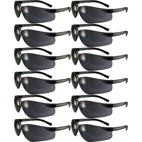 Global Vision Lot of 12 Pair Turbojet Smoke Lens Safety Glasses Sunglasses Z87.1