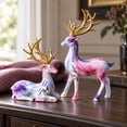 thumbnail image 3 of Clearance! 2PCS Reindeer Christmas Decor, Floral Watercolor Deer Figurines with Golden Antlers, Standing and Reclining Deer Christmas Tabletop Decorations for Home, Mantel and Shelf, 3 of 6
