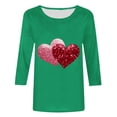 thumbnail image 4 of TrendVibe365 Valentines Day Clothes Ladies Tops and Blouses 3/4 Sleeve Dressy Plus Size Crew Neck Polyester Casual Love Heart Printed Lover Gift Blouse Tops for Valentines Gifts Pink 3XL, 4 of 4