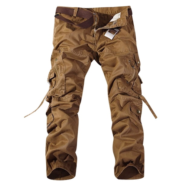 Pantalones largos para hombre, holgados, multibolsillos, lavados, para exteriores, informales