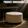 thumbnail image 2 of 28" Round Ottoman, Modern Ottoman with Storage, Tufted Upholstered Footstool with Wooden Legs, Round Coffee Table w/Removable-Top, Chenille Footrest for Living Room, Bedroom, Apartment, White, 2 of 18