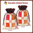 thumbnail image 4 of Color Matching Linen Bundle Mouth Gift Bag Can Be Used For Daily Small Items Orangered Houndstooth Checkered Hand-Drawn Sketch_4 Medium, 4 of 8