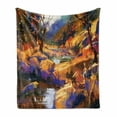 thumbnail image 1 of Fantasy Soft Flannel Fleece Throw Blanket, Vivid Colored Dreamy Environment with Water in Bedrocks Spring Scene Print, Cozy Plush for Indoor and Outdoor Use, 50" x 60", Tan Orange, by Ambesonne, 1 of 6
