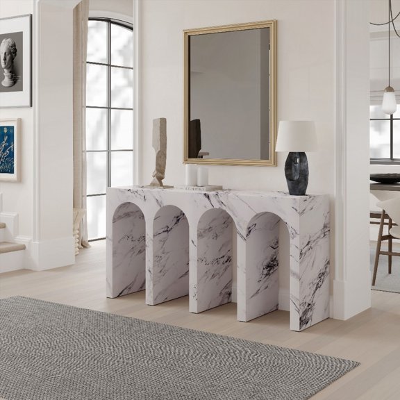 Modern Coffee Table with Engineered Stone Finish - Easy-Clean & Space-Saving for Living Room