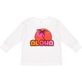 thumbnail image 3 of Inktastic Pink Aloha Palm Girls Long Sleeve Toddler T-Shirt, 3 of 5