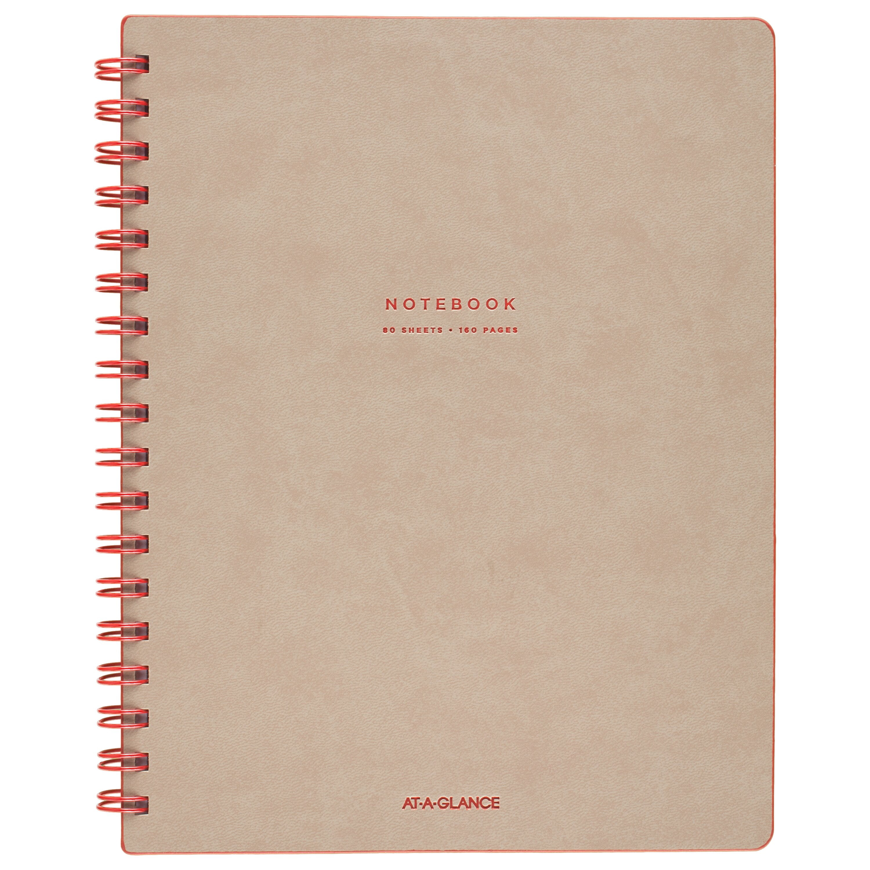 AT-A-GLANCE Signature Collectionâ¢ Twinwire Notebook, Ruled, 80 Sheets, 9 Â½â x 7 Â¼â, Tan/Red