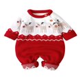 thumbnail image 1 of Combinaison de Noël Bébé en Tricot Cerf Imprimé Col à Manches Longues, 1 of 6